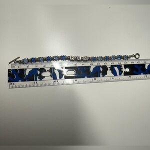 “SAM”Sterling Silver Dark/Light Blue Crystal Letter Charm Bracelet